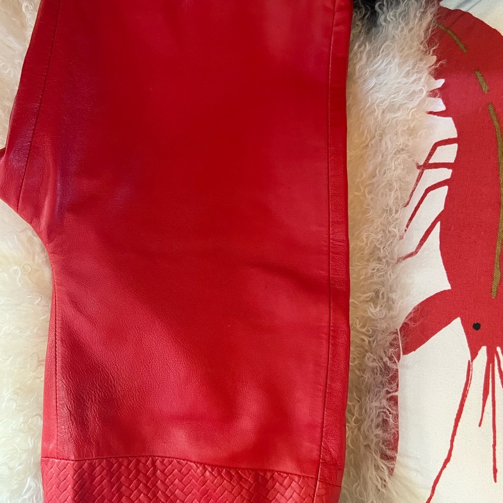 Margaret Godfrey Red Leather Pants